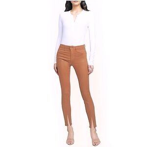 L'Agence Jyothi High Rise Split Ankle Jean in Cognac Coated in Size 27